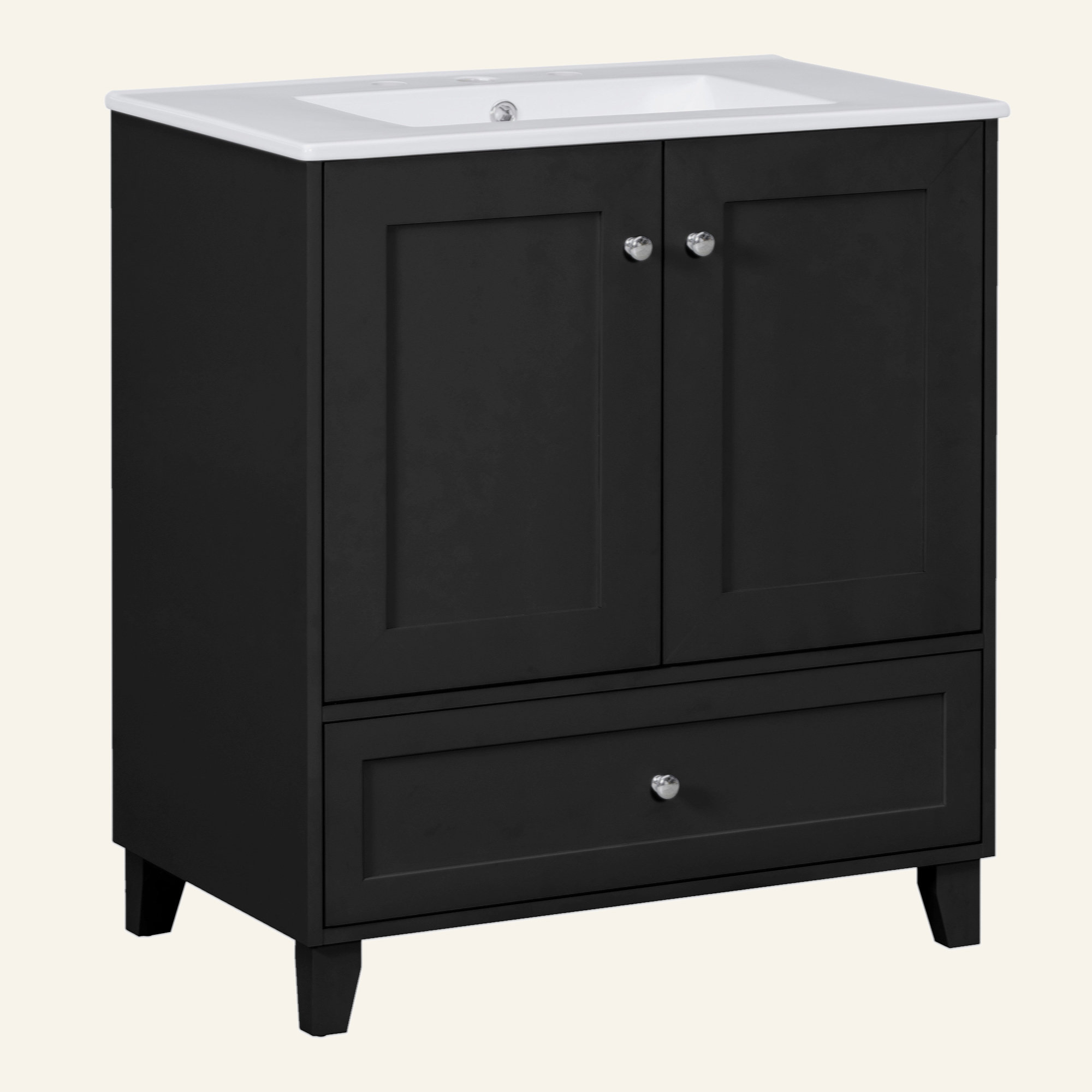 Lark Manor™ 30" Black Bathroom Vanity Set With Ceramic Sink And Ample ...